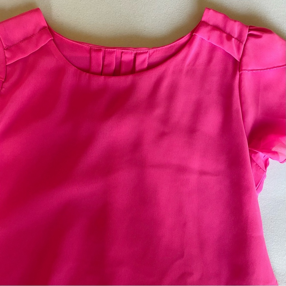 no brand layered bubblegum pink poly chiffon hi/lo top / size medium - Picture 4 of 4